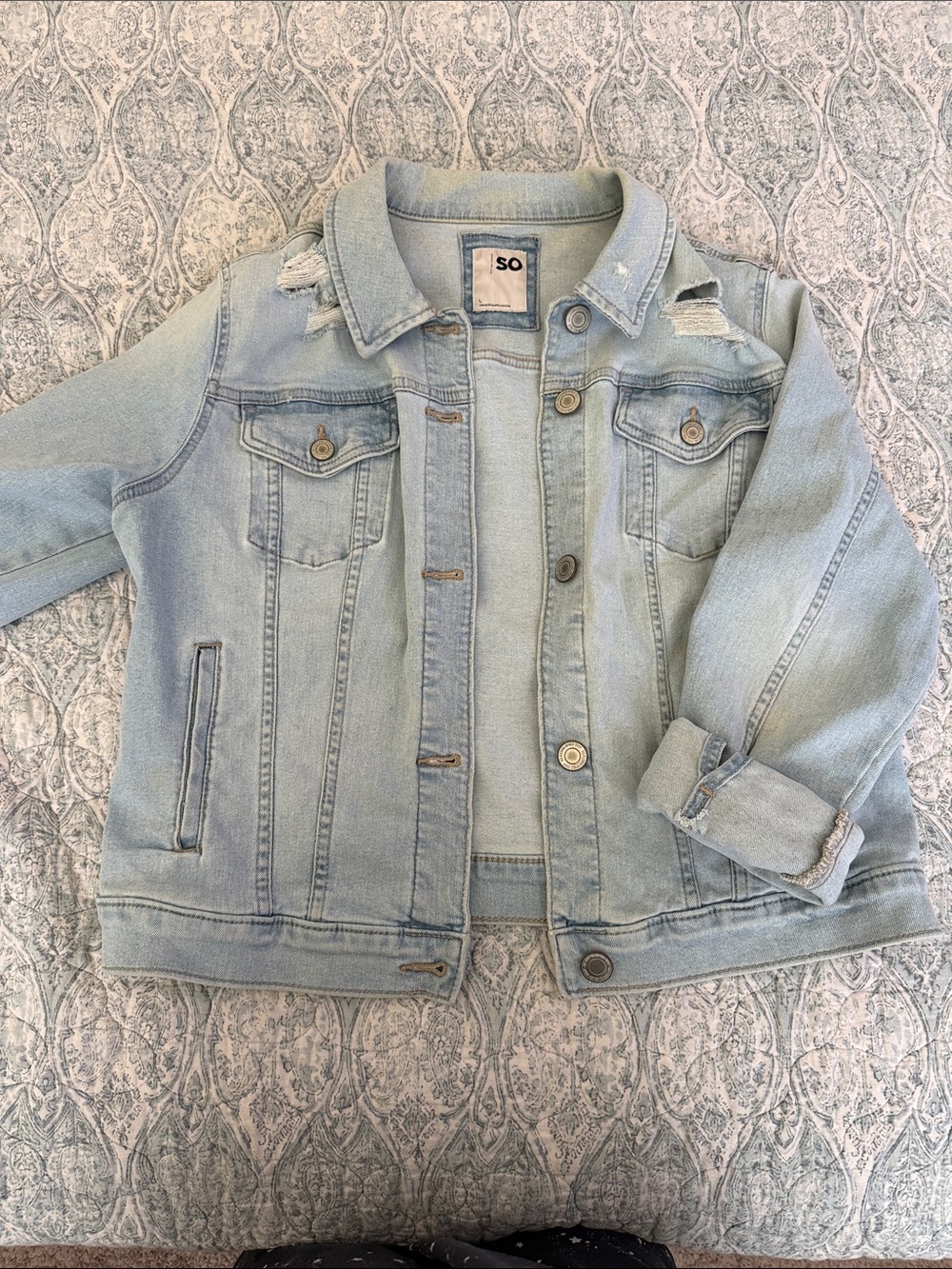 SO Light Wash Distressed Denim Jacket